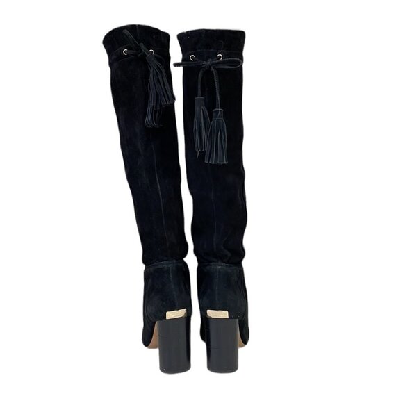 Kate Spade Shoe Over the Knee Heeled Boot Black Suede Leather 6 1/2 Medium M - Picture 10 of 16